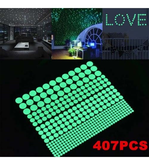 407pcs Luminous Polka Circles Dots Wall Sticker For Kids Rooms Ceiling Wall Decals Glow In The Dark Peel Stick Round Art Mural